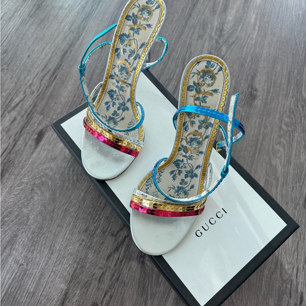 Gucci Sequin Blue and Pink Heels
